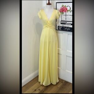 NWT Vintage Joseph Magnin Yellow Polyester Maxi Dress Size 10